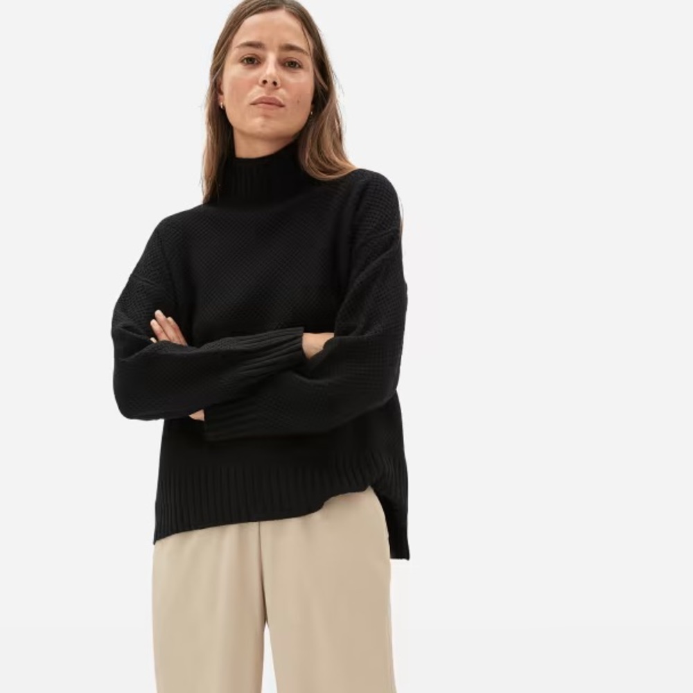 Everlane The Oversized Stroopwafel Turtleneck in ReCashmere-Size L